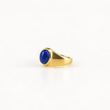 Waterproof Tarnish-Free Oval Lapis Ring, 18k gold-plated stainless steel