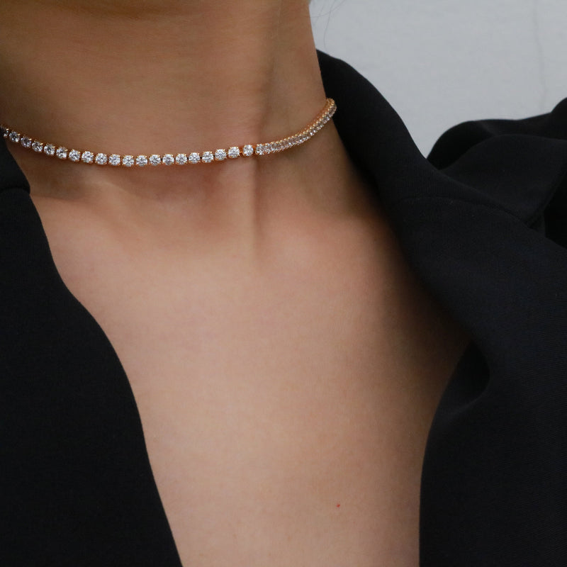 Gold Plated Cubic Zirconia Tennis Necklace