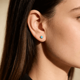 Blue Agate Stud Earrings for Women in Hypoallergenic 316L, 18k gold-plated