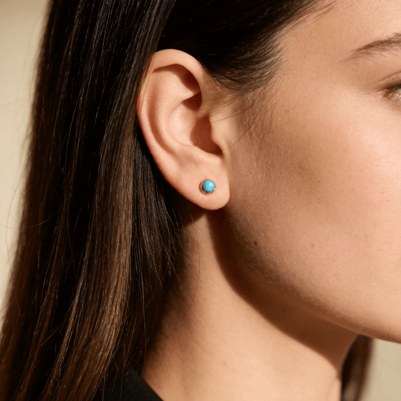 Blue Agate Stud Earrings for Women