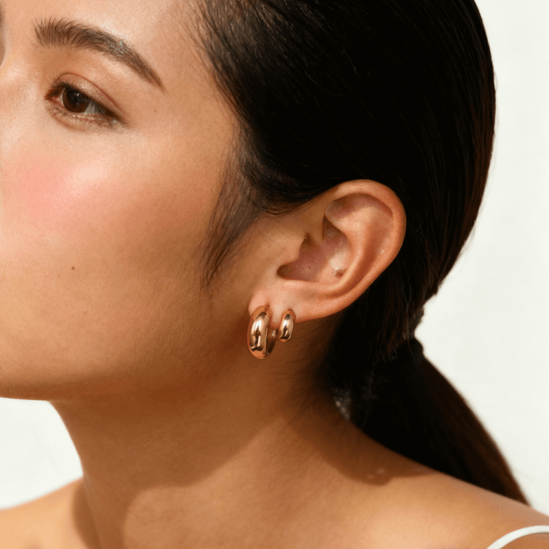 Bold Huggie Hoops - 12mm Waterproof 18K Gold Earrings