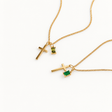 Cross - Birthstone Necklace