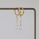 Crystal Drop Hoop Earrings, waterproof 18k gold-plated stainless steel