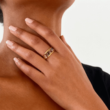 Crystal Bead Ring, waterproof 18k gold-plated stainless steel