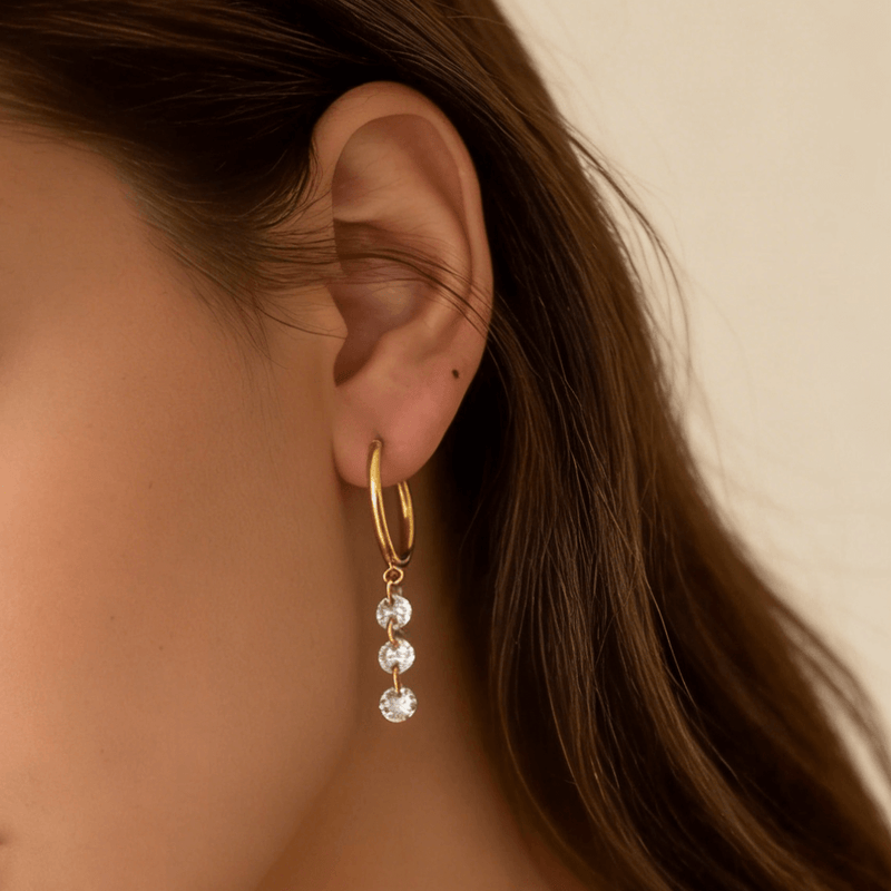 Crystal Drop Hoop Earrings