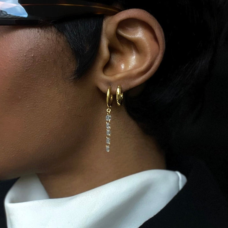 Crystal Drop Hoop Earrings - Mowry