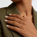 Emerald Dot Wave Ring, waterproof 18k gold-plated stainless steel