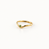 Stainless steel ring - Emerald dot wave ring in gold color