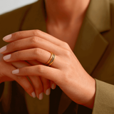 Emerald Triple Ring, waterproof 18k gold-plated stainless steel