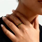Emerald Triple Ring, waterproof 18k gold-plated stainless steel