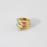 Green Stone Multi Row -Ring