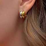 Two Tone Small Hoop Earrings, waterproof 18k gold-plated stainless steel