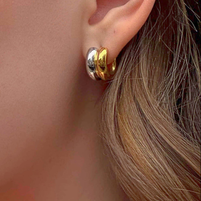 Two Tone Small Hoop Earrings