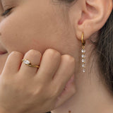 Crystal Drop Hoop Earrings, waterproof 18k gold-plated stainless steel
