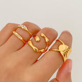 Waterproof 18k Gold Plated Claw Wrap Ring, 18k gold-plated stainless steel