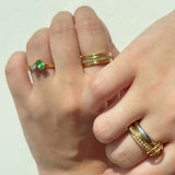Waterproof Tarnish-Free Emerald Sparkle Ring, 18k gold-plated stainless steel