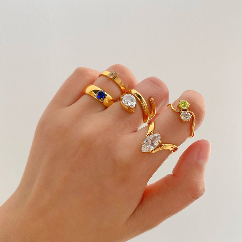 Peridot & White CZ Wave Ring