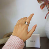 Waterproof Tarnish-Free Pebble Statement Band Ring, 18k gold-plated stainless steel