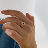 Waterproof Dainty Starburst Ring, 18k gold-plated stainless steel