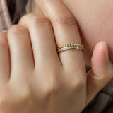 Milgrain Half Eternity Band Ring, waterproof stainless steel