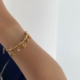Triple Hearts Charm Bracelet, waterproof 18k gold-plated stainless steel