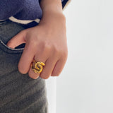 Waterproof Stainless Steel Chunky Ring, 18k gold-plated stainless steel