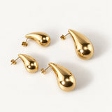 Waterproof 18k Gold Chunky Teardrop Earrings, 18k gold-plated stainless steel