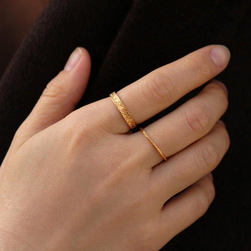 Herringbone Slim Band Ring