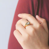 Pear Bezel Signet Ring, waterproof 18k gold-plated stainless steel