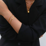 Greta Herringbone Bracelet, 18k gold-plated stainless steel