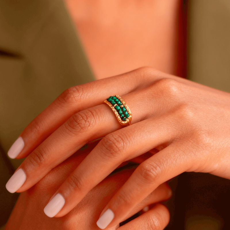 Malachite Bead Ring