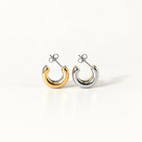 Two Tone Small Hoop Earrings, waterproof 18k gold-plated stainless steel