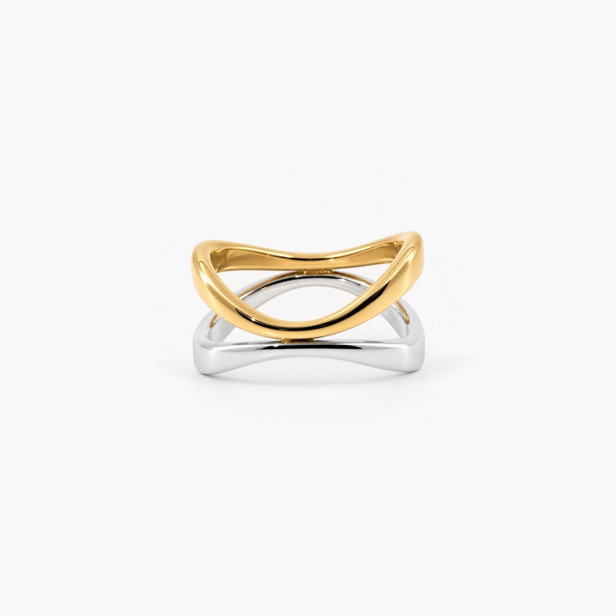 Mixed Harmony Ring – 18k Gold & Silver Interlocking Band