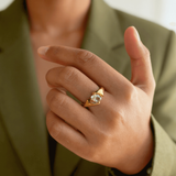 Waterproof Oval Bypass Wrap Ring in Gold, 18k gold-plated stainless steel