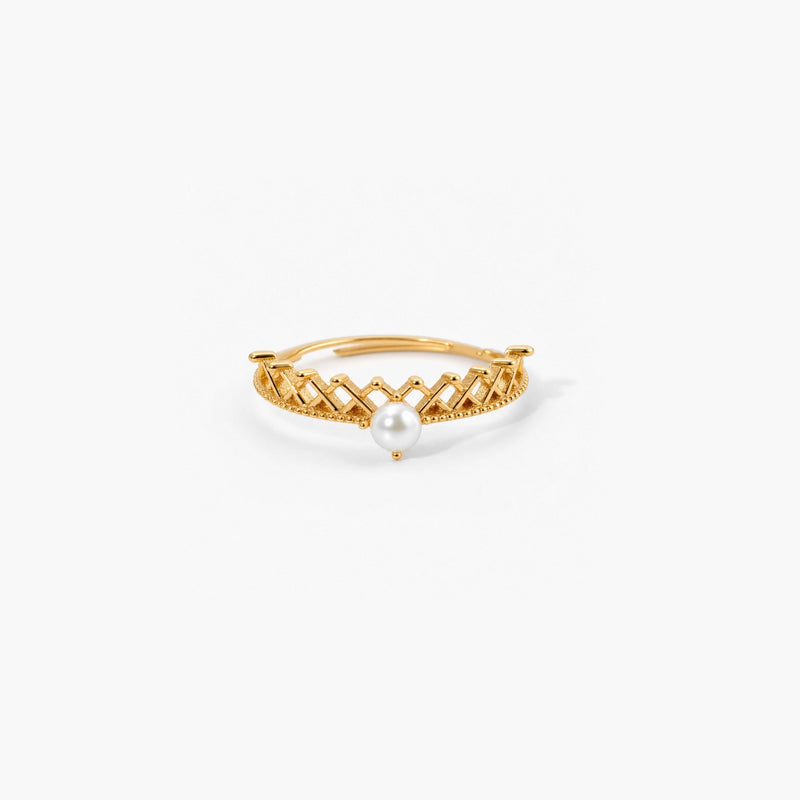 Adjustable Pearl Crown Ring