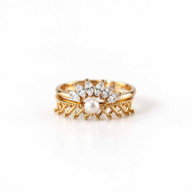 Contour Gemstone Band Ring - Gold Plated Stainless Steel