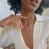 Waterproof Gold Pendant Necklace with Emerald Stone, 18k gold-plated stainless steel