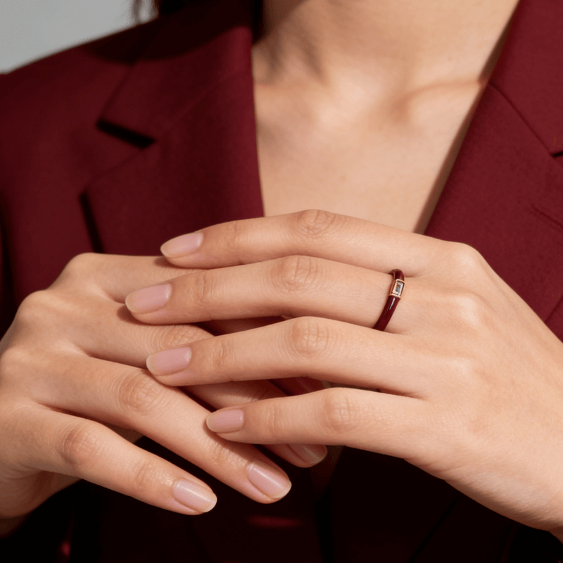 Red Enamel Stacking Ring