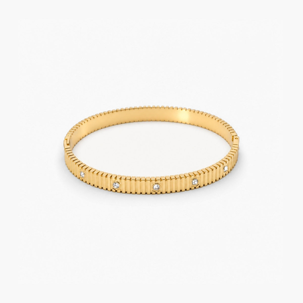 Ribbed Crystal Bangle Bracelet
