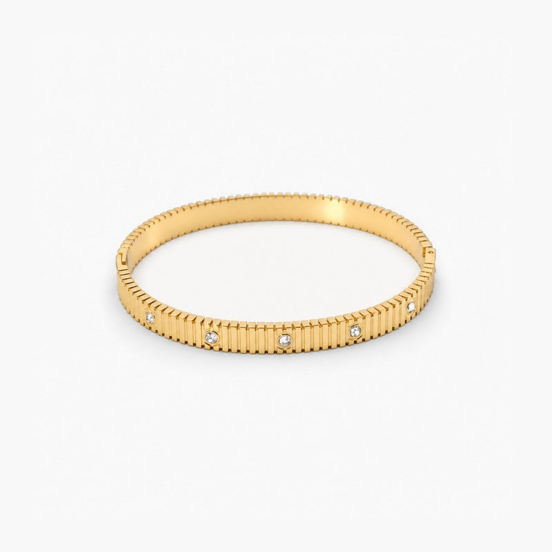 Ribbed Crystal Bangle Bracelet