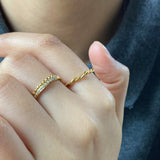 Dainty Rope Twist Ring, waterproof 18k gold-plated stainless steel