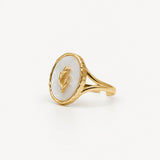 Adjustable Gold Rose Signet Ring – angled side view