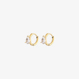 Pear CZ Huggies, waterproof 18k gold-plated stainless steel