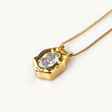 Waterproof CZ Pendant Necklace, 18k gold-plated stainless steel