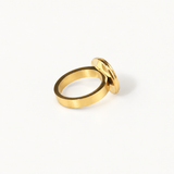 Mother of Pearl Statement Signet Ring, waterproof 18k gold-plated stainless steel