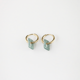 Square Jade Hoops, waterproof 18k gold-plated stainless steel
