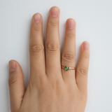 Waterproof Tarnish-Free Emerald Sparkle Ring, 18k gold-plated stainless steel
