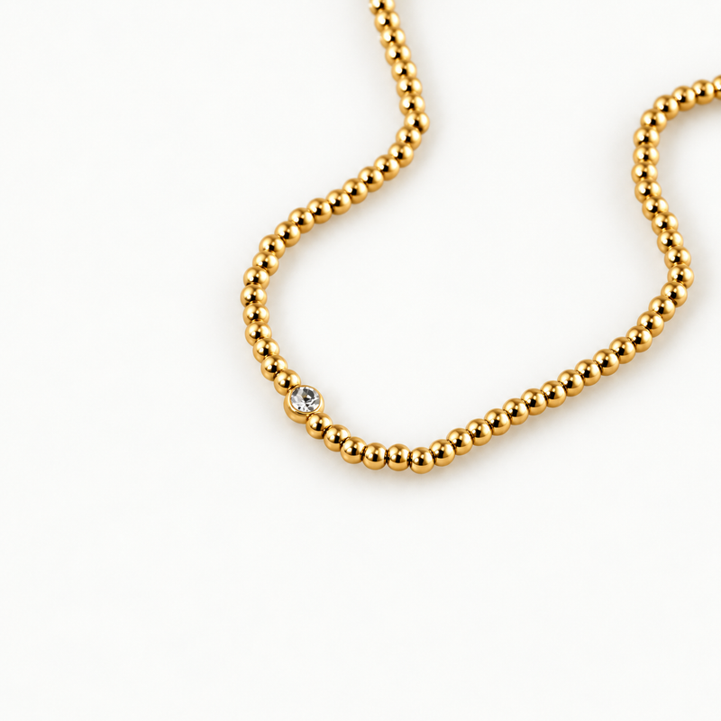 Dainty Solitaire Beaded Necklace