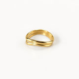 Waterproof Gold Wave Ring, 18k gold-plated stainless steel