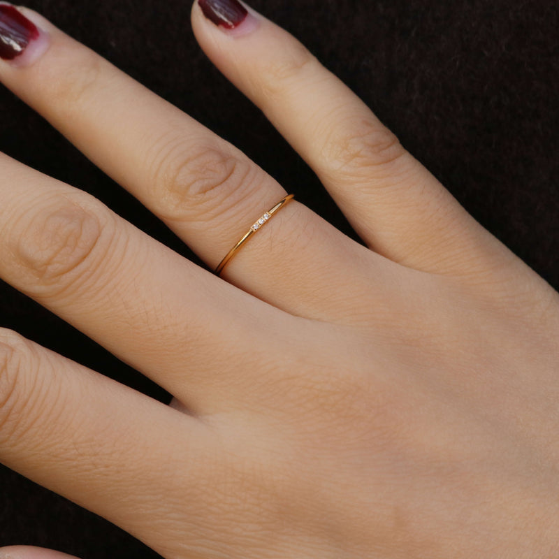 Tiny CZ Stacker Ring – 18k Gold Plated Sterling Silver Ring